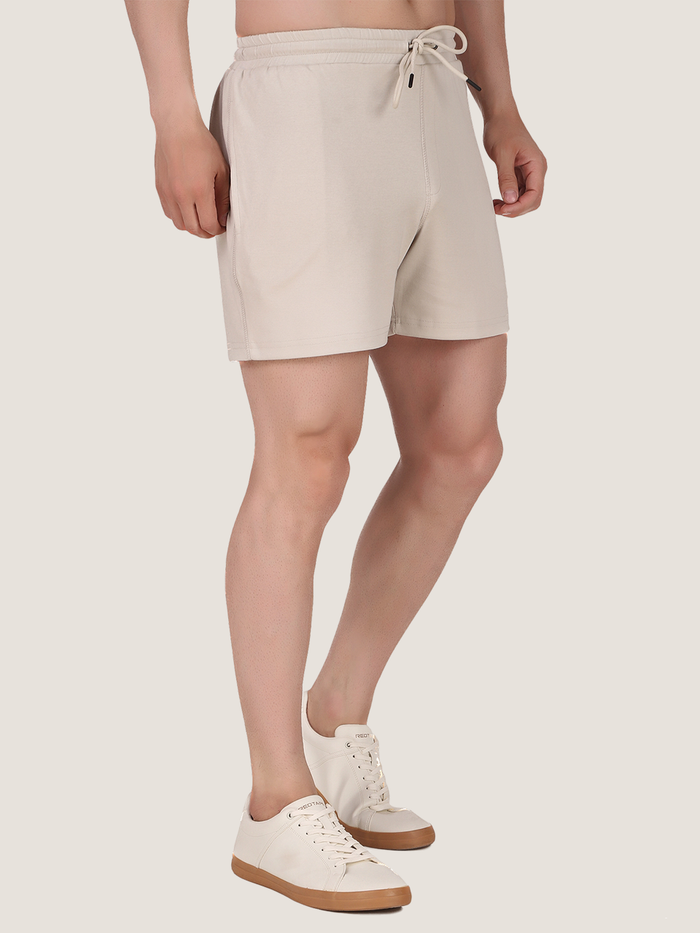 Unisex Ecru Colourblock Half Sleeve Co-Ord Set