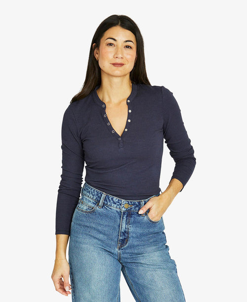 V-Neck Henley Tee