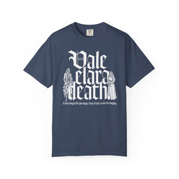 A vintage wash Comfort Colors unisex graphic tee from thtgrlreads featuring Liv Zander inspired gothic-style text and detailed character illustrations in white print.