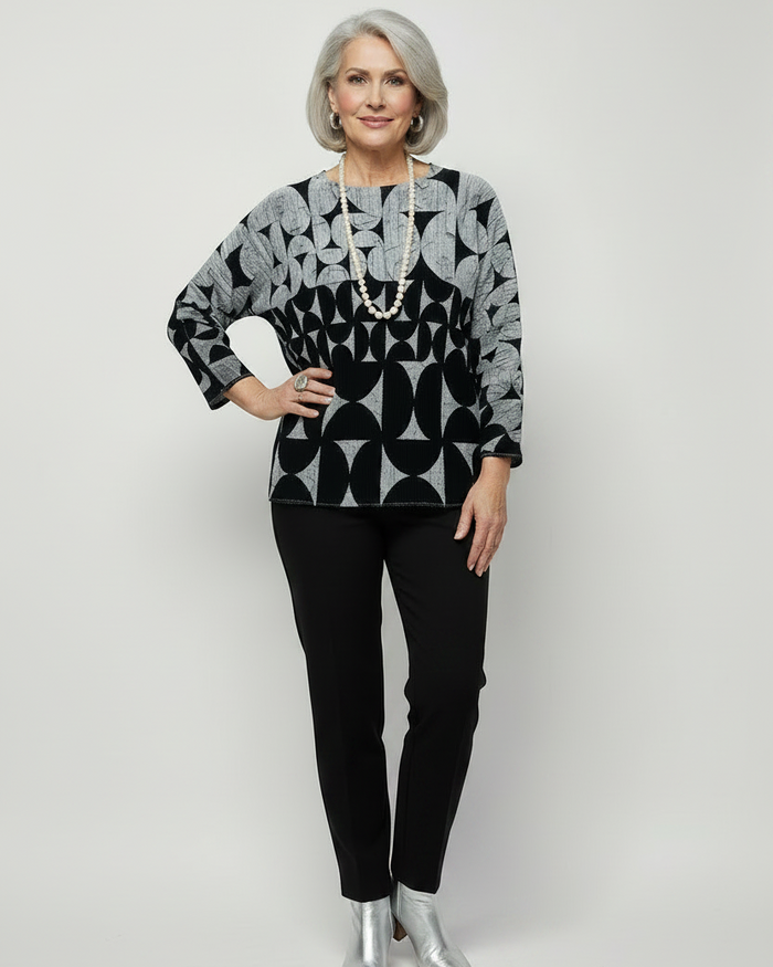 Vanite Mid Century Pull Over Top - Pure White Background