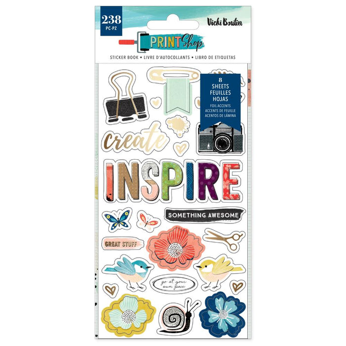 Vicki Boutin - Sticker Book - W/Gold Foil Accents - 238/Pkg - Print Shop. Available at Embellish Away located in Bowmanville Ontario Canada.