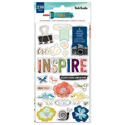 Vicki Boutin - Sticker Book - W/Gold Foil Accents - 238/Pkg - Print Shop. Available at Embellish Away located in Bowmanville Ontario Canada.