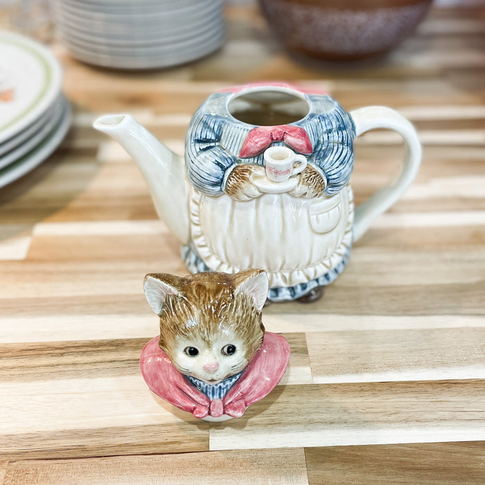 Vintage 1980's Otagiri Cat Lady Ceramic Tea Pot
