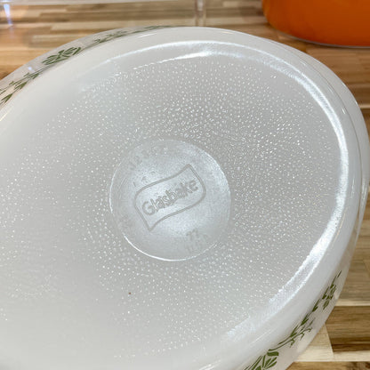 Vintage MCM Glasbake Green Flowers Divided Casserole Dish