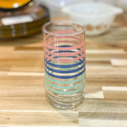 Vintage MCM Pastel Stripes Drinking Glasses