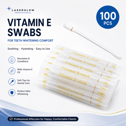 LaserGlow Vitamin E Swabs 100 pack for teeth whitening comfort and professional aftercare