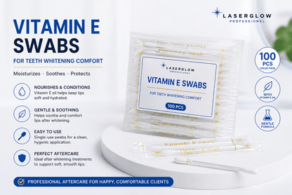 Vitamin E swabs 100 pack for teeth whitening aftercare, lip comfort, and professional whitening treatments