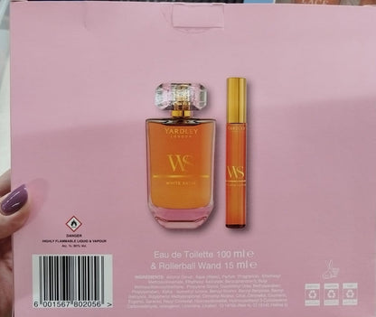 White satin parfume gift set