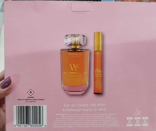 White satin parfume gift set