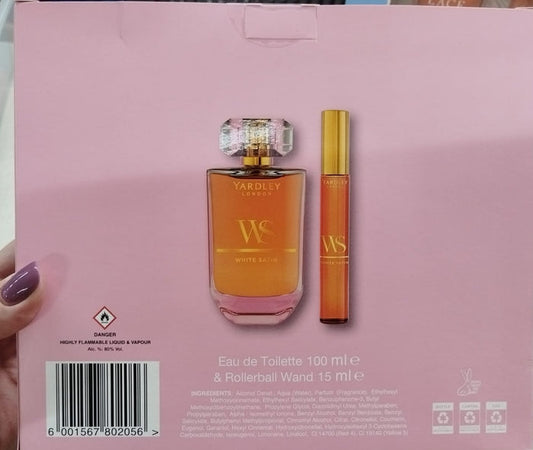 White satin parfume gift set
