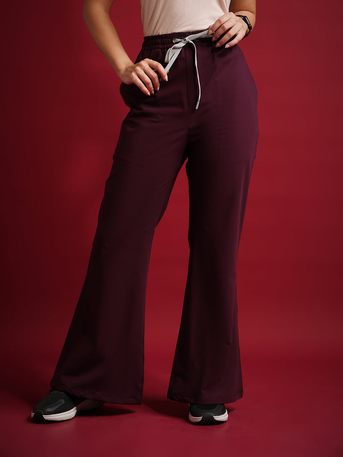 Wine (4Way) Stretchable Flared Pants