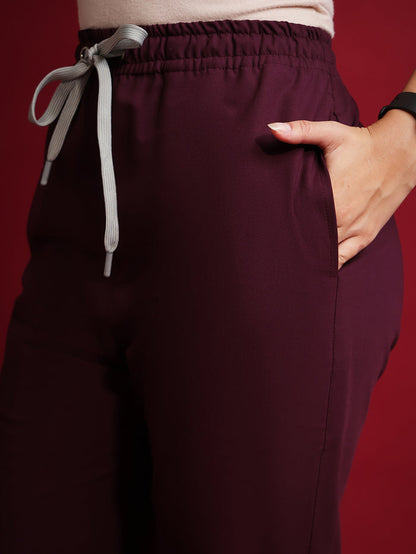 Wine (4Way) Stretchable Flared Pants