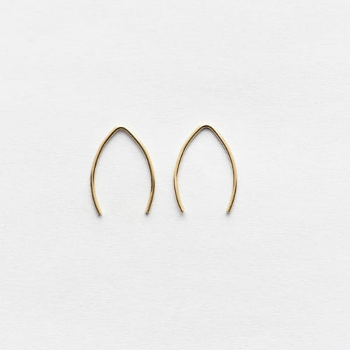 Small wishbone threader earrings, gold-tone, U-shaped wire with slender hook