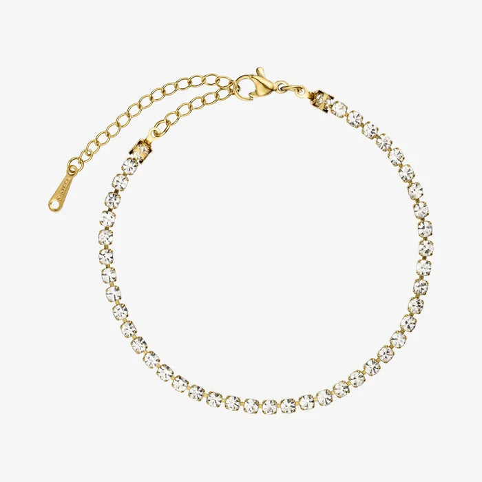 Wolff Jewelry - Crystal Tennis Bracelet - 18 karat guldbelagt