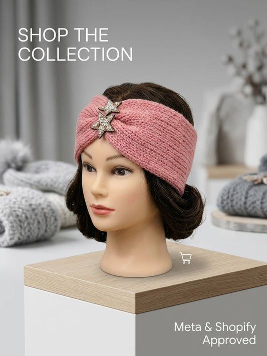 Women's Chunky Knit Rhinestone & Charm Ear Warmer Headbands
