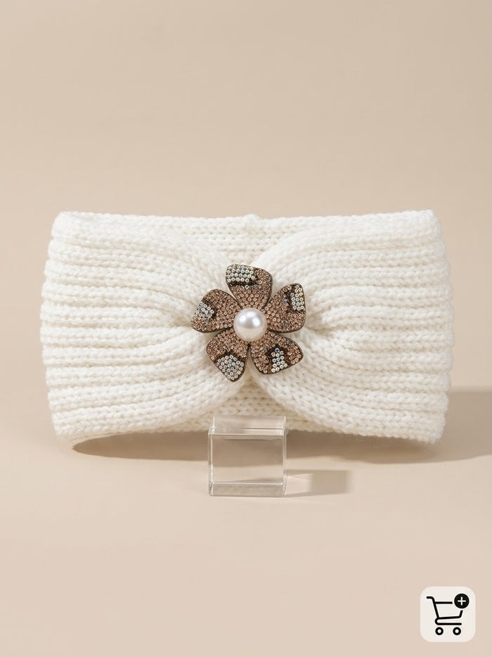 Women's Chunky Knit Rhinestone & Charm Ear Warmer Headbands