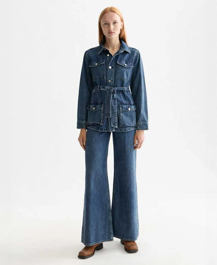 Worked Out Belted Denim Jacket