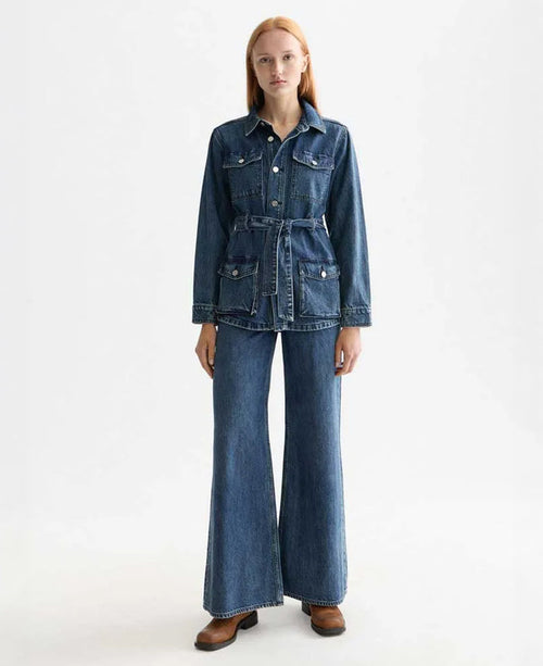 Worked Out Belted Denim Jacket