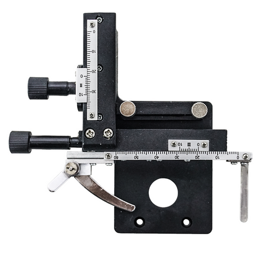 X: 0-60mm Y: 0-38mm Mechanical Stage, SKU BM09035241, three quarter front view