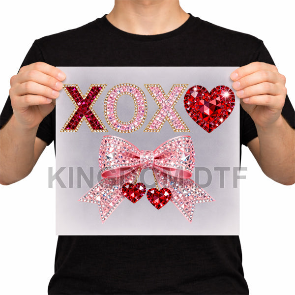 Xoxo Faux Rhinestones DTF Transfers - Ready To Press